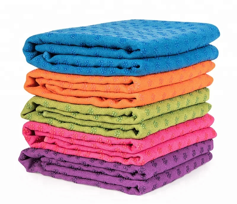 
Wholesale Microfiber Yoga Towel Non Slip Silicon Dot, Absorbent Eco Friendly Yoga Mat Towel Custom Print 