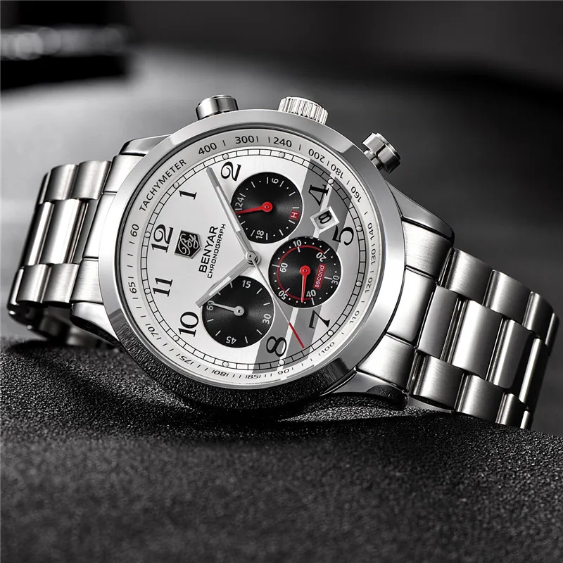 
Benyar Men Watches Top Brand Luxury Chronograph Sport Male Clock Stainless Steel Military Army Wristwatch Relogio Masculino 5107 