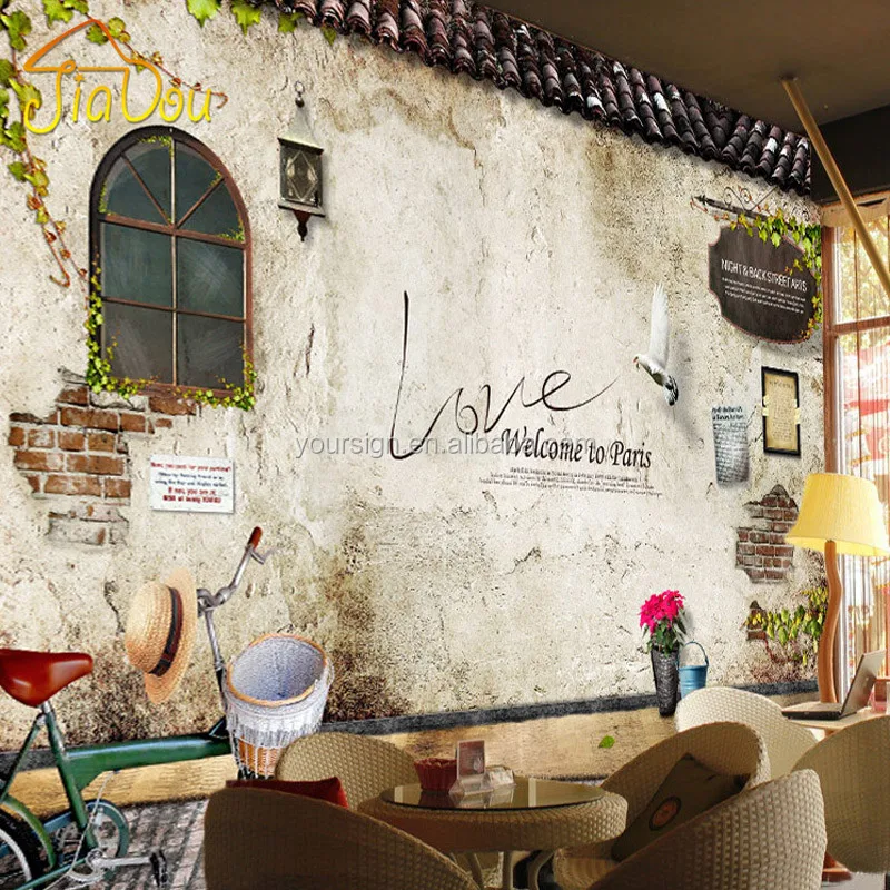 custom printed 3d mural wall paper decor for restaurant