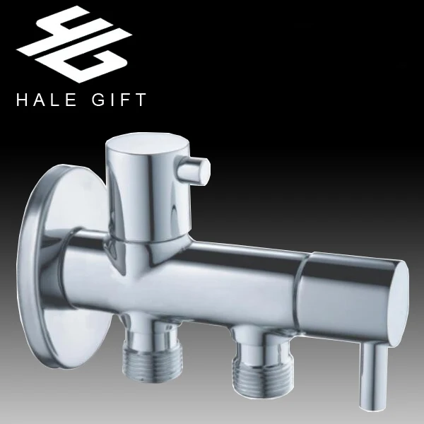 Wall Mounted Bathroom Three Way Chrome Plating Brass Angle Valve