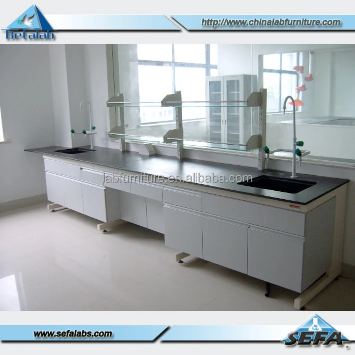 Microbiology Laboratory Equipment Lab Furniture Steel Workbench with Wooden Cabinet