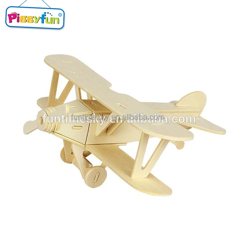 High Quality Educational DIY Wooden 3d Puzzle AT11398 Wood Toy Plane
