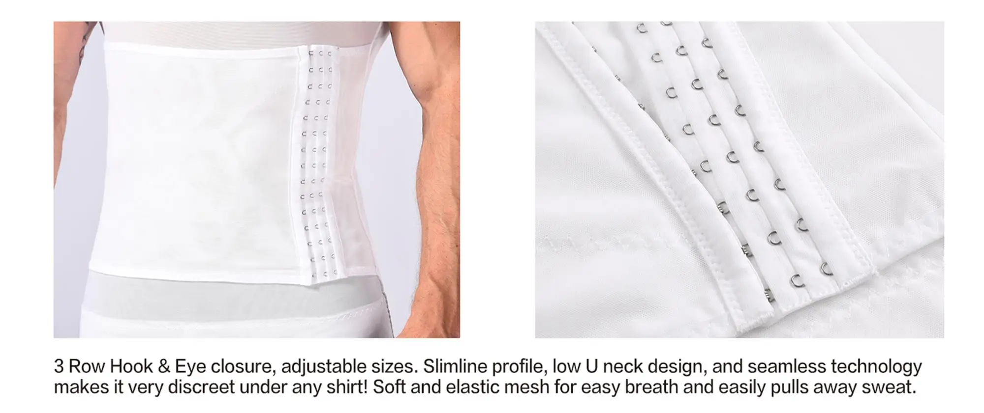
High Powernet 3 Row Hook And Eye Clasps Belt Vest man shapers mane shapewear 