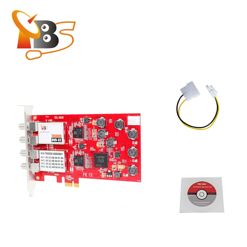 Professional Digital Satellite Quad TV Tuner Card TBS6908 DVB-S2 Quad Tuner PCIe Card