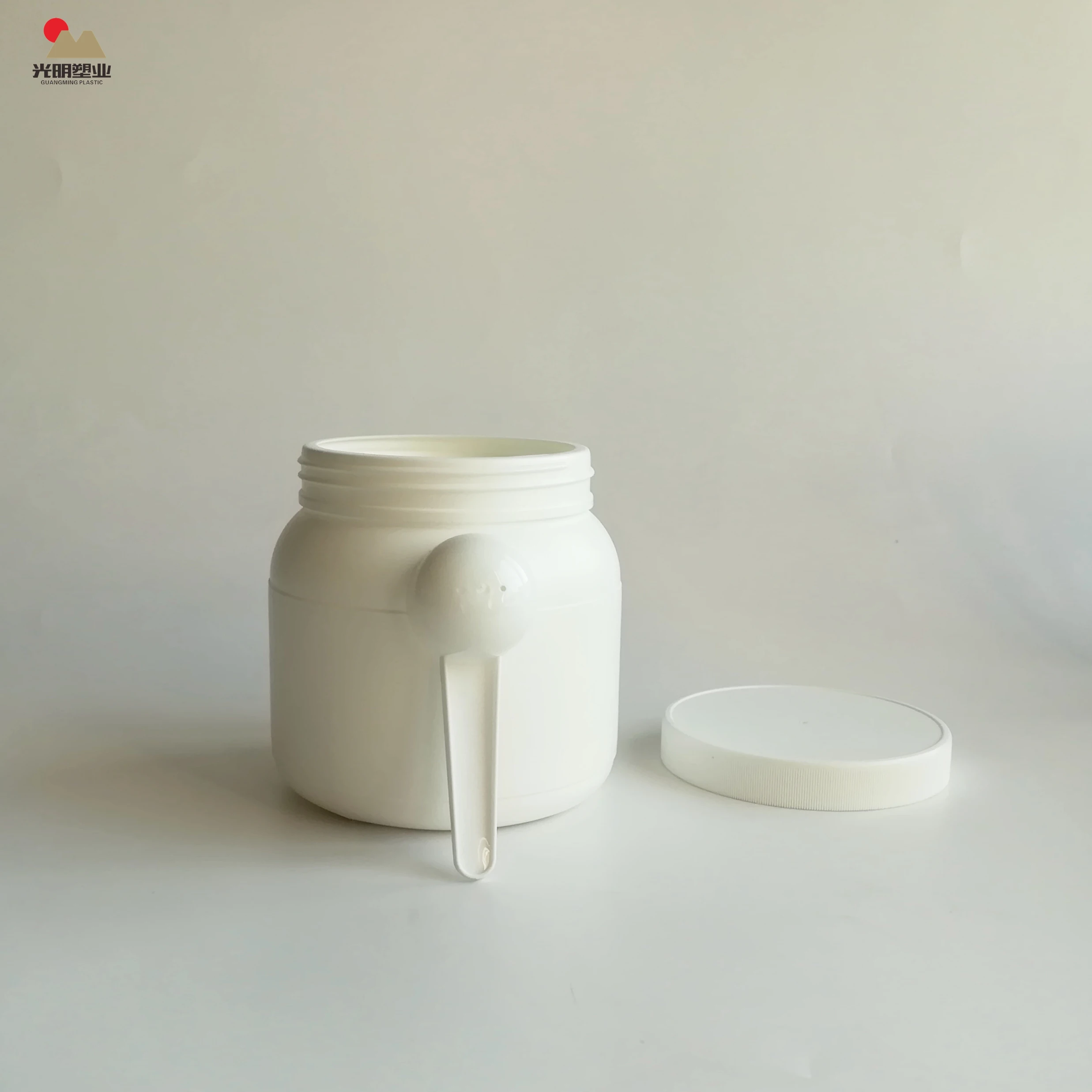 1000ml Food Garde white round HDPE plastic protein powder container