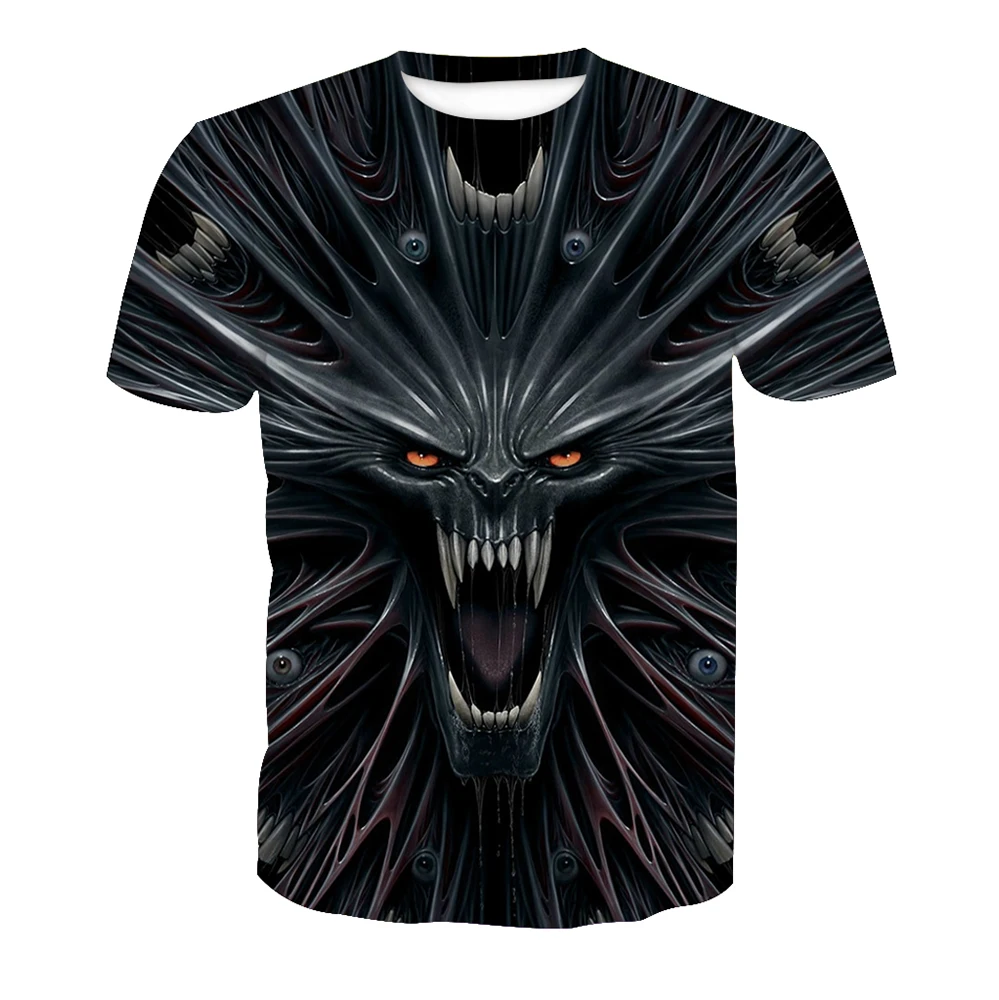 1pcs Custom Made Short Sleeve Oem Sublimation T Shirts, 3D custom SKULL sublimation t-shirt for men