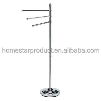 bathroom accessories floor freestandign swing arms towel holder chrome