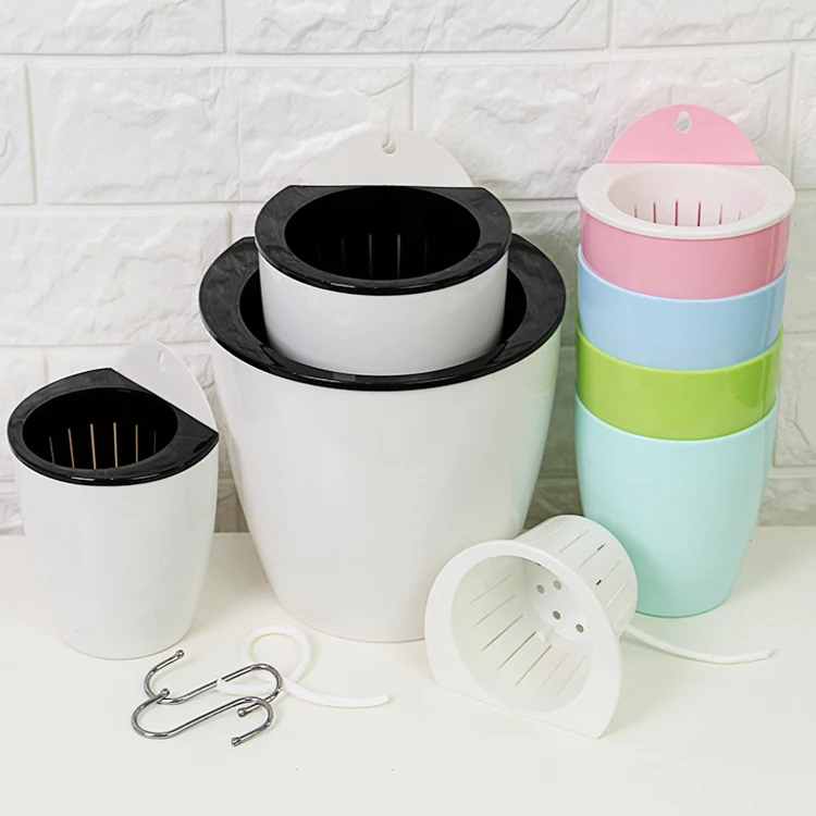 self watering Plant Flower Pot Wall Hanging Plastic Planter House Garden