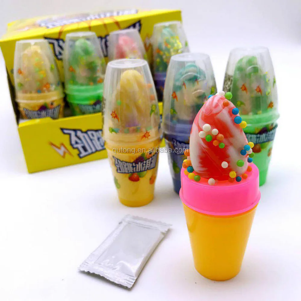Sweet colorful rainbow ice cream hard lollipop candy