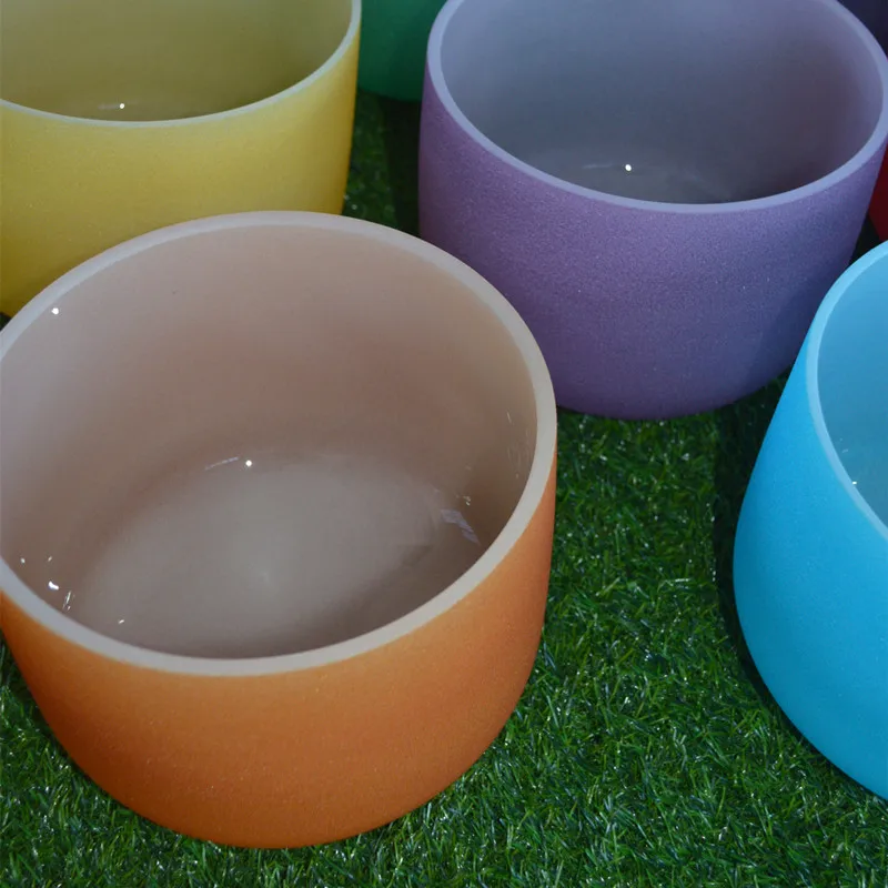 Набор чакр, звукоисцеляющая цветная Поющая чаша из матового кристалла, 7 различных цветов чакр, Кварцевая Поющая чаша