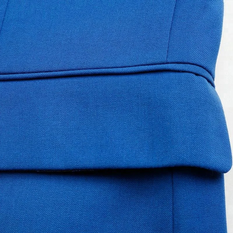 Wholesale Polyester Rayon Black Dark Blue Pants Suits Royal Blue Double-Breasted Men Suit