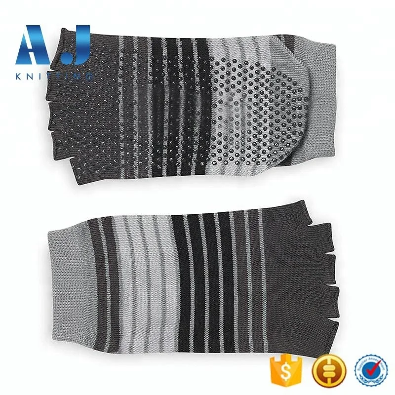 AJ18121 Unisex Customized Logo PVC Grip Non Skid Bamboo Yoga Open Toe Socks