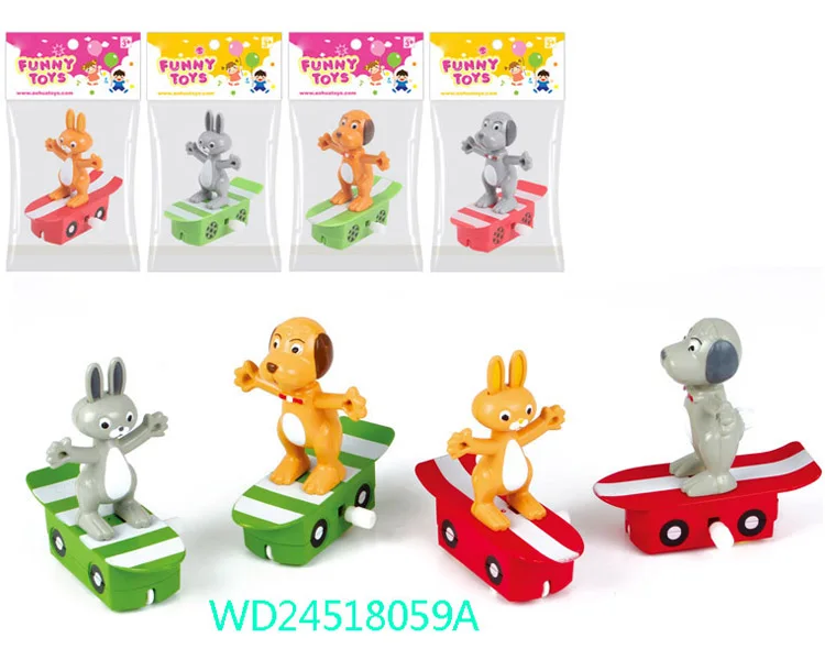 
plastic cartoon animal toy wind up toy rabbit and dog for kid gift 