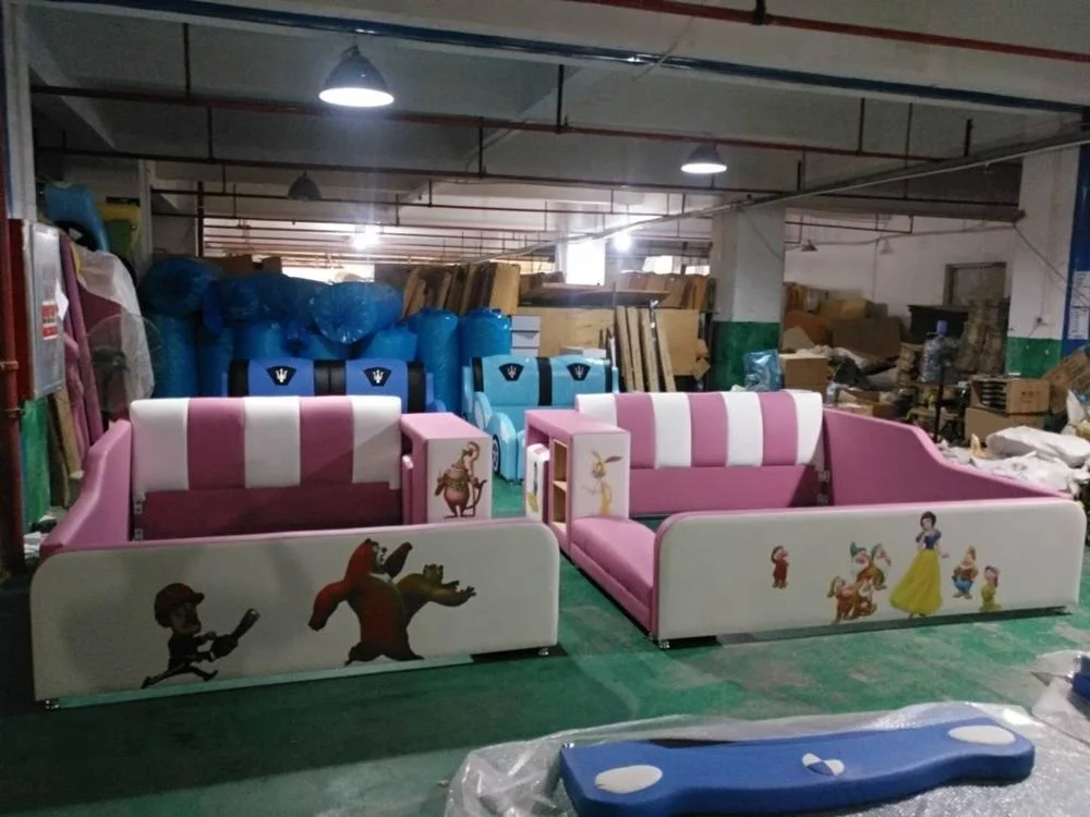 
leather bed kids cartoon bed with desk and chair Y49 