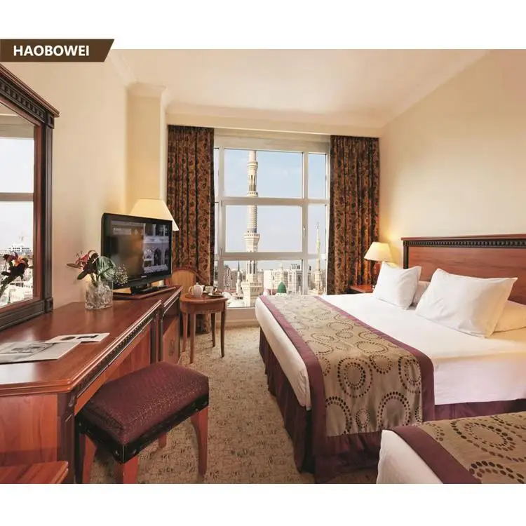 Royal style sleeping room for double bed hotel bedroom furniture