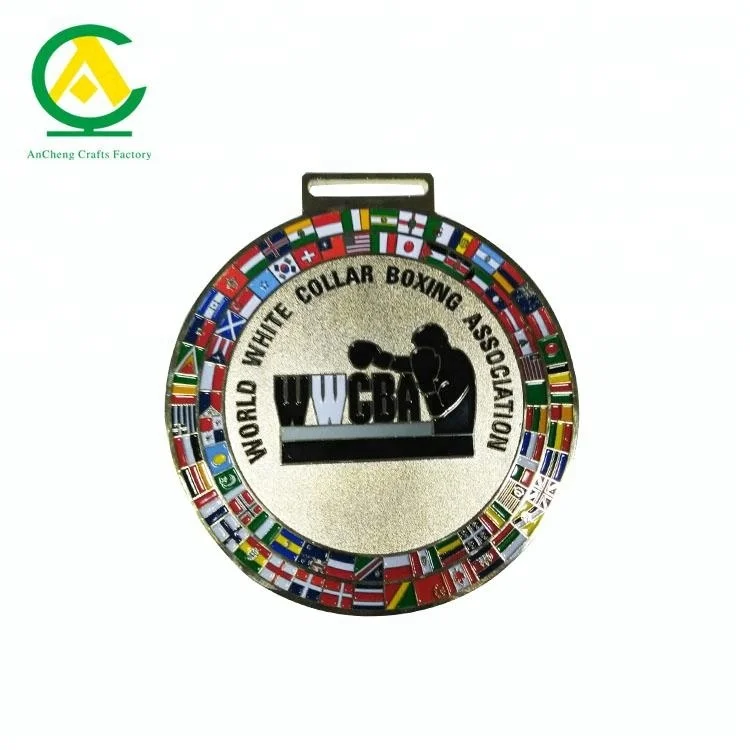 Fashion Custom Old Cheap Sport Country Flag Metal Boxing Medal as Souvenir Gift