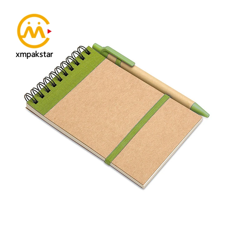 Custom wide ruled Korean stationary notebook Kraft cover spiral bound offset paper writing pad