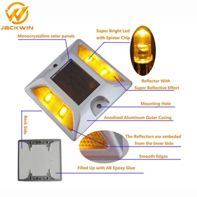 Roadway High Brightness Aluminum Solar Powered Cat Eyes Road Studs
