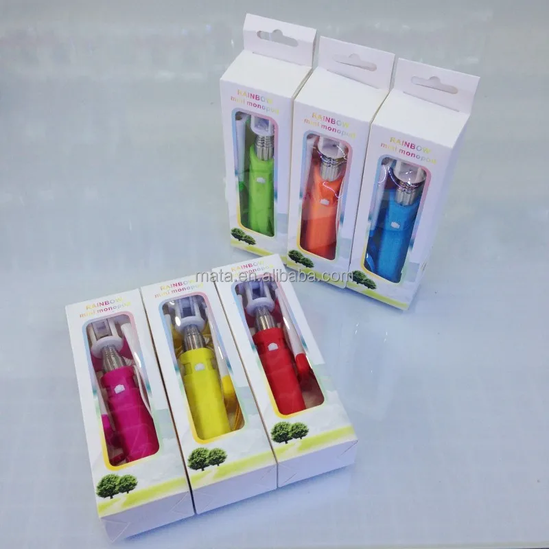 Оптовая продажа мини портативный красочные радуга Selfie палка