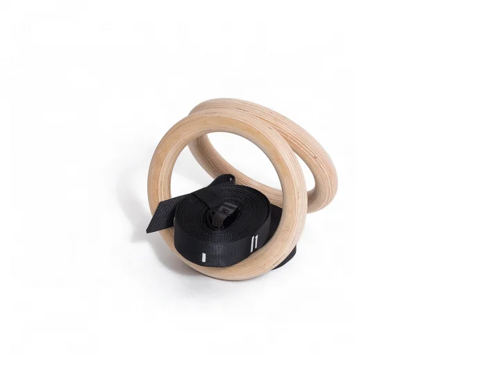 Full extension wooden gymnastic rings