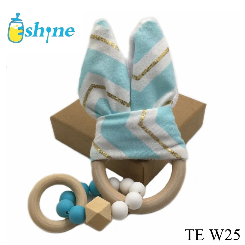 High quality wood material  Infant Toy Baby Teething  Organic Bunny Ear bunny teether