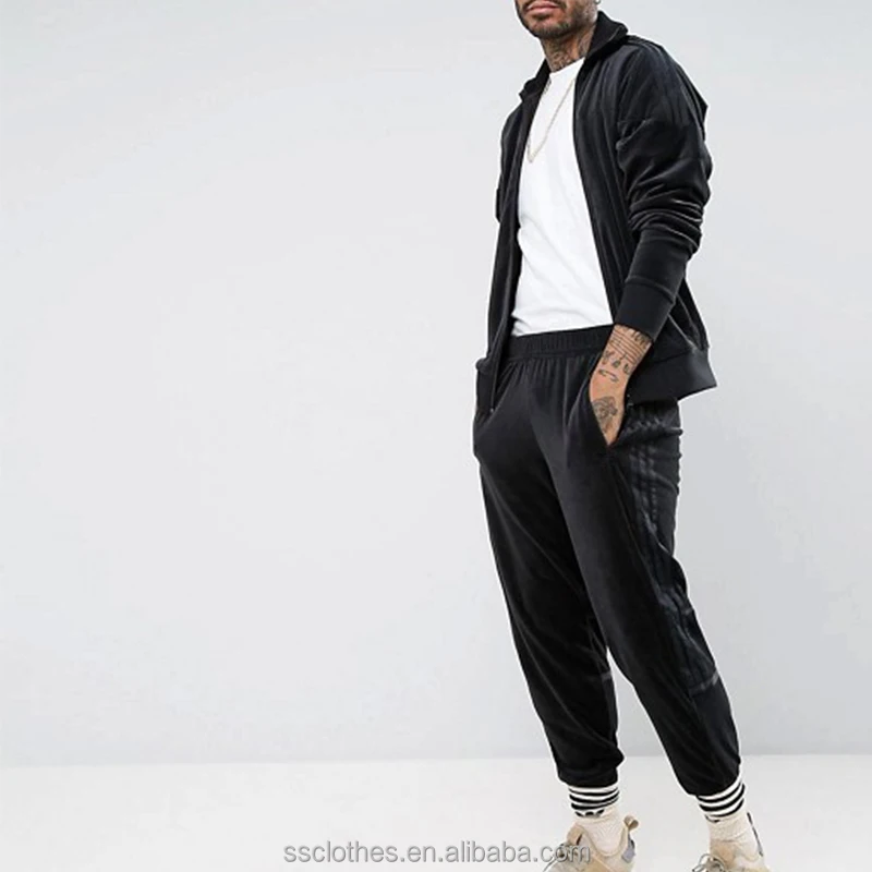 High Quality Fashion Regular fit velour men tracksuit no hood men velour tracksuit