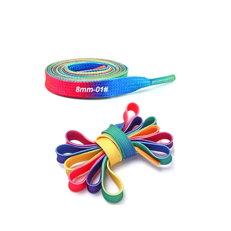 Hot Fancy Iridescent 100cm 40Inch Flat Polyester Shoe Laces, Sublimation Printed Rainbow Shoelace Directly Factory