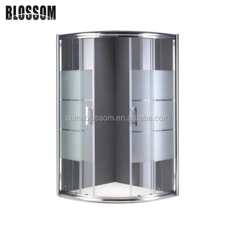 Bathroom corner sector cheap acid etched glass door enclosed shower cabin