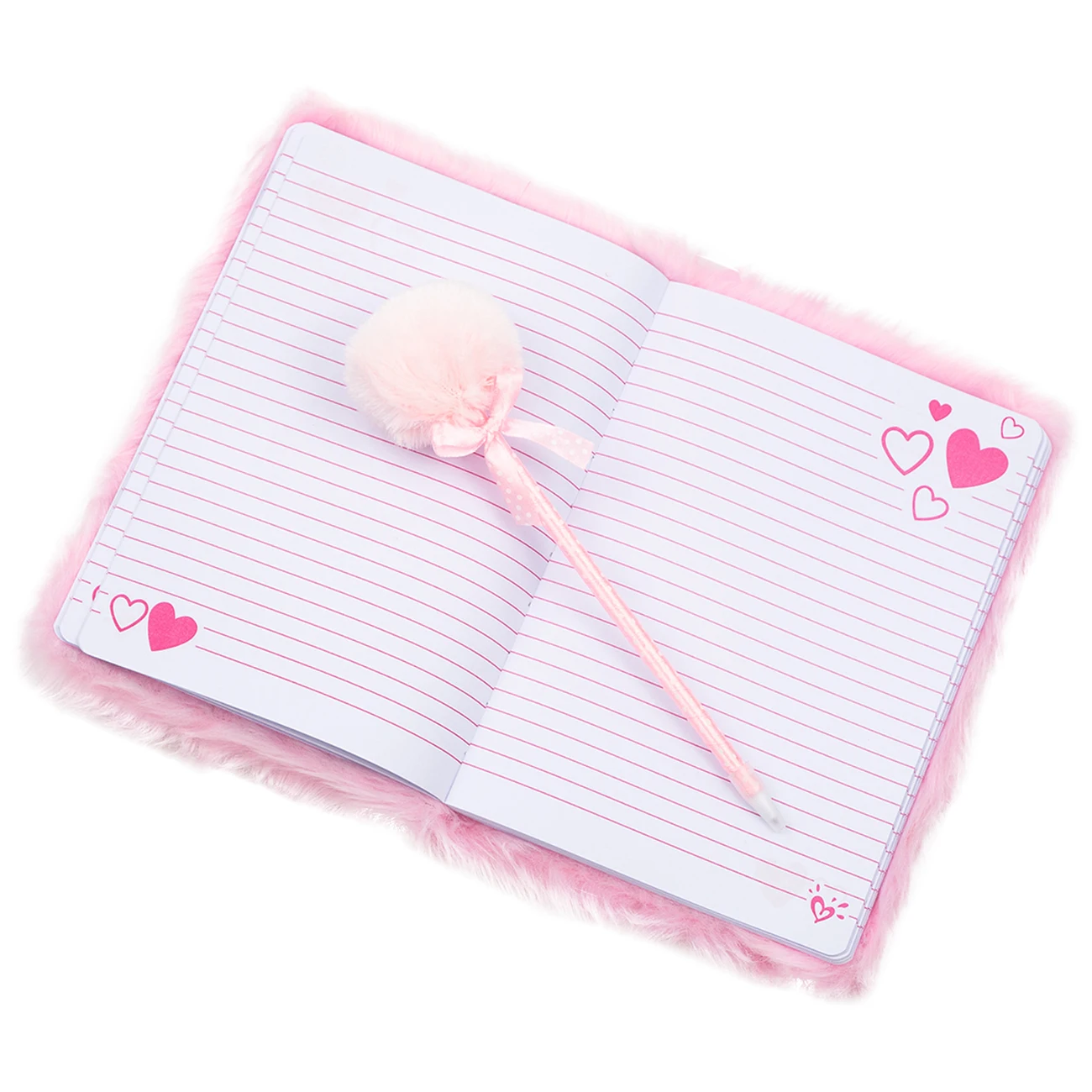 Custom Pink Heart Shaped Plush Notebook Fashion Personal Notebook A5