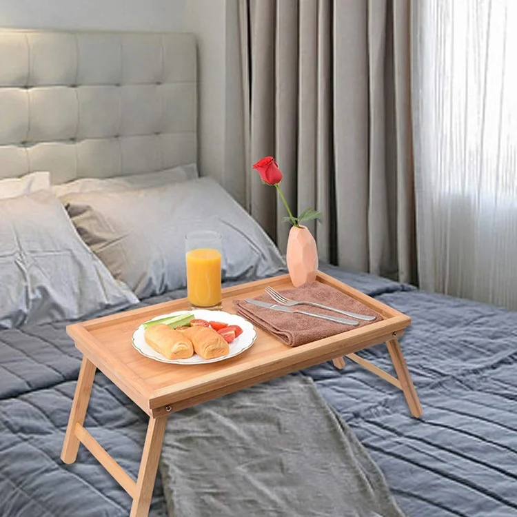 Bed Tray with Foldable Legs Great for Laptops,Bamboo Table Suitable for Breakfast and Snack locks in place perfectly by
