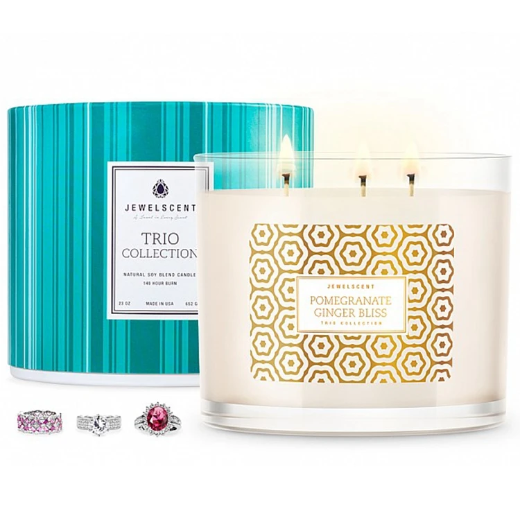 
Elegant Jewelry Secret and Highly Scented Soy Candles in Glass Candle Holder 