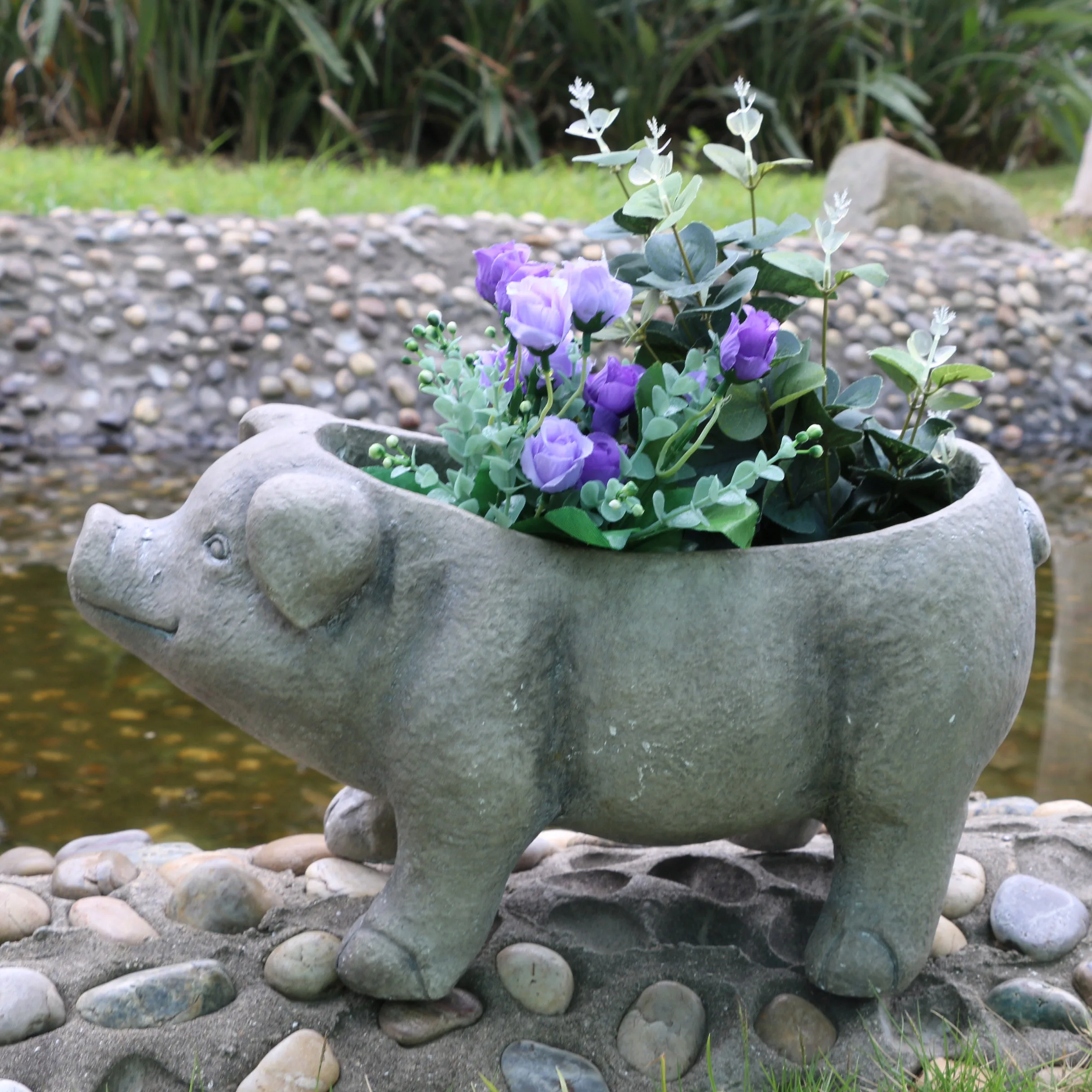 Double pot flower pot home garden decor animal design pig flower pot