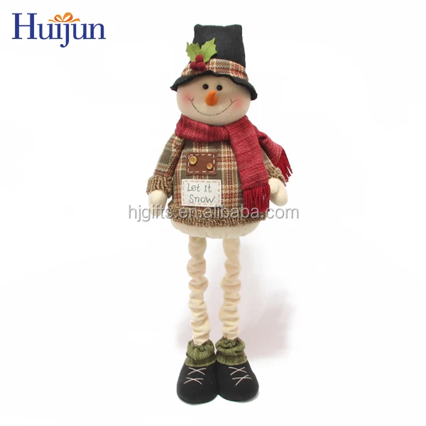 Christmas Crafts Novelty Christmas flexible Standing doll decoration Plush Xmas Doll with Retractable Legs Personalized ornament