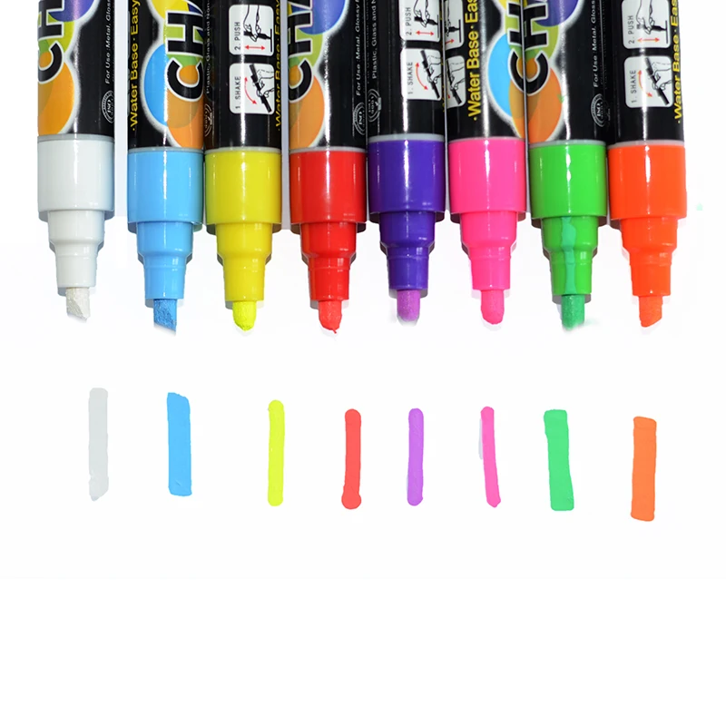 Fine reversible tip 3mm white chalk markers for blackboard