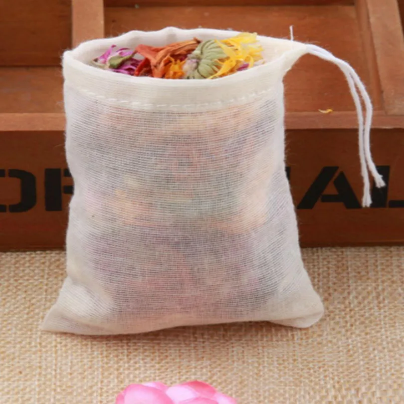 Natural organic cotton empty tea bag or coffee brew bag