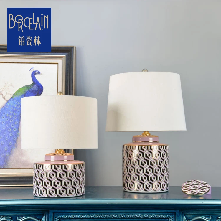 Factory Price Guangdong Home Goods Decal Style Bedside Ceramics Office Table Lamp For Decoration