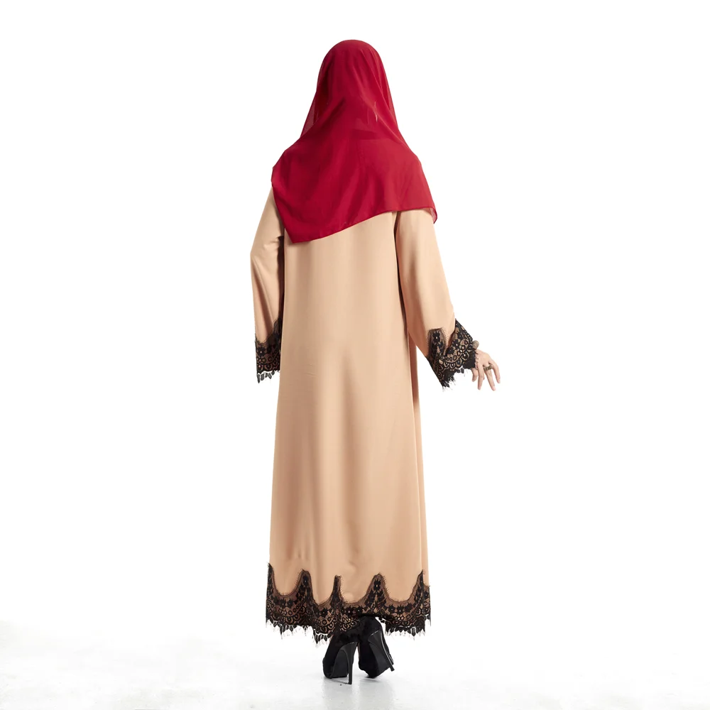 
Zakiyyah E006 New Design Kimono Style Dubai Open Abaya with Belt and Lace Muslim Casual Dress 