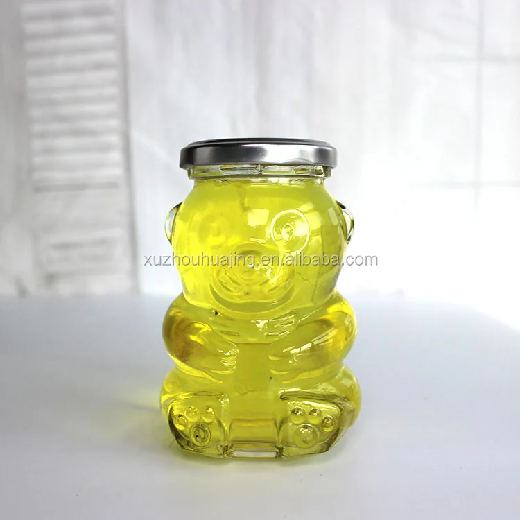 250ml Empty Bear Shaped Bottle Honey Candy Glass Jar With Tin Lid glass bottle glass jar