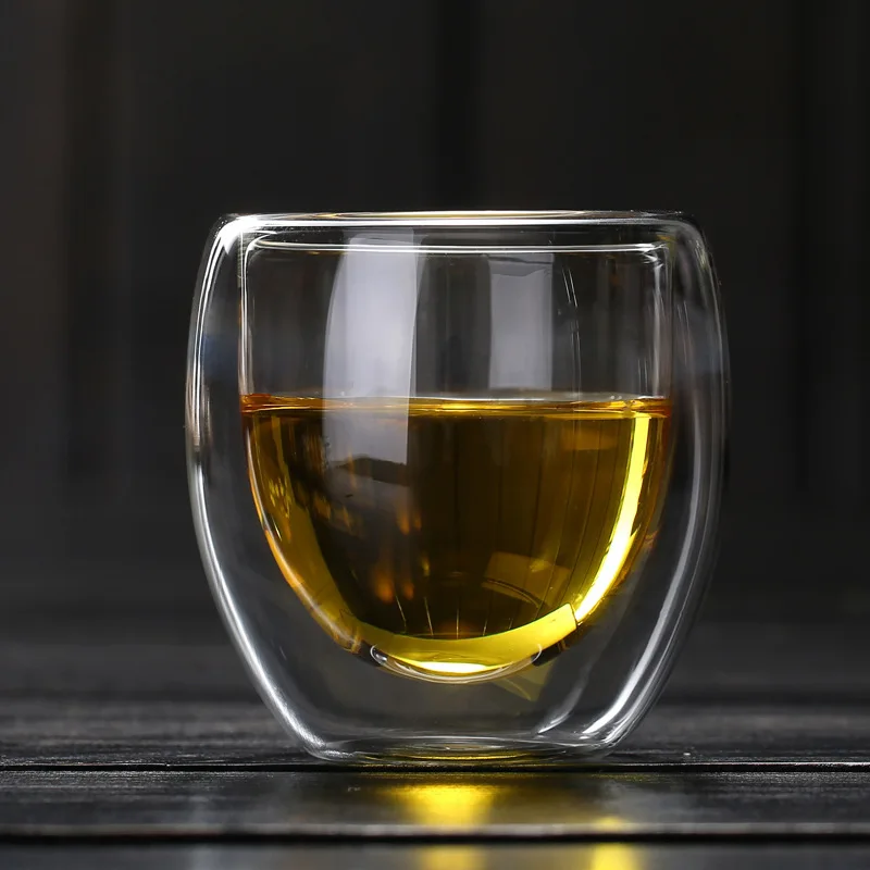 
Yafu glassware 250ml 350ml 450ml Double wall borosilicate glass thermos cup handmade with glass lid 