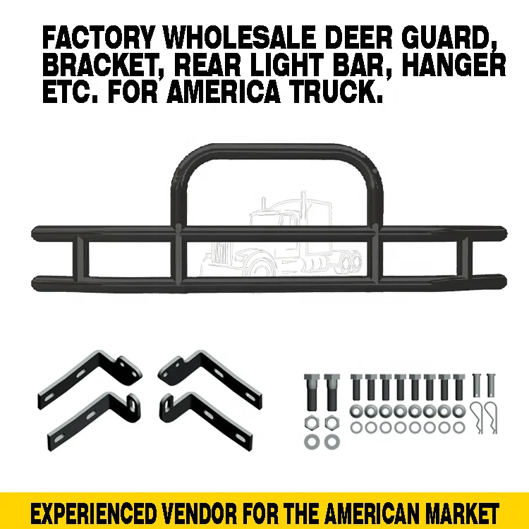 Latest Style Black Stainless Steel Deer Guard Tractor-trailer Front Bumper for Volvo Vnl Semi Big Truck Body Parts