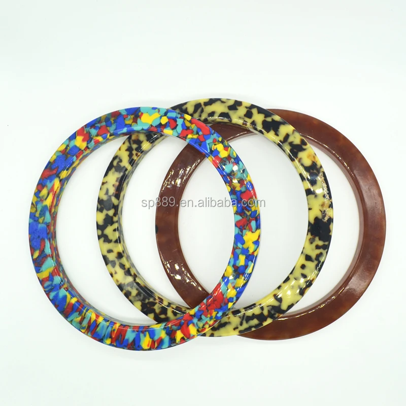 Nice vintage CA bag handle acetate clutch handles round acrylic purse handle big O- ring handles