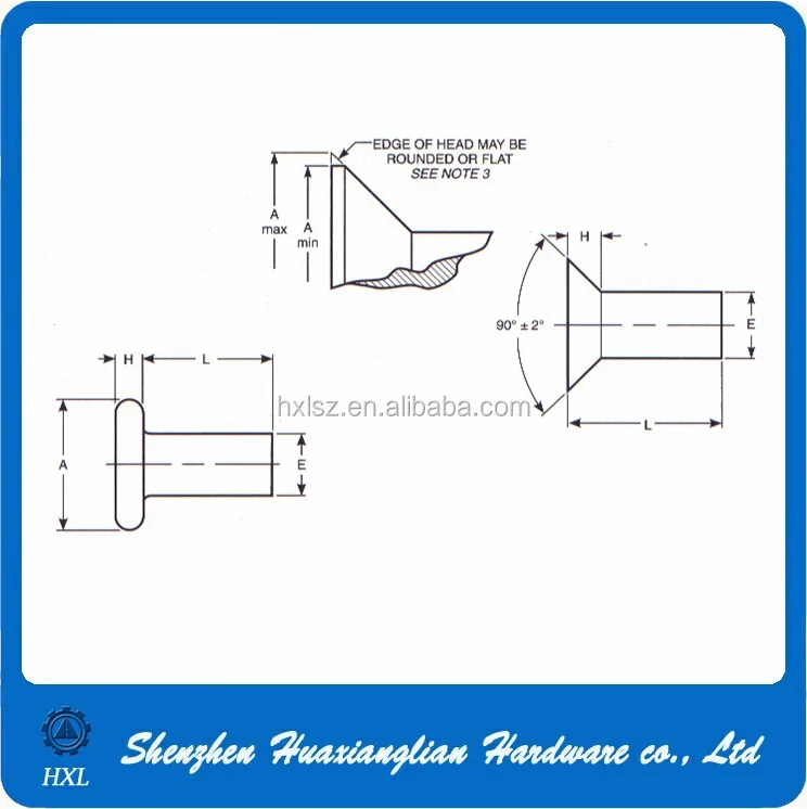 Stainless Steel Aluminum Copper 2mm 2.5mm 3mm 6mm Flat Head Solid Rivet with Factory Price