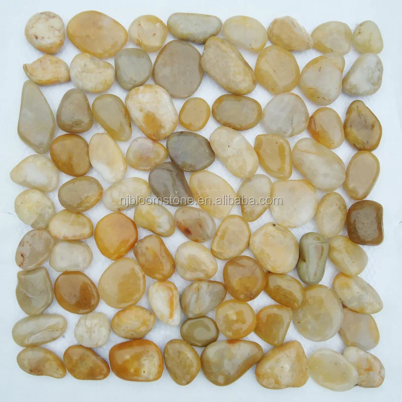 white flat High Polished pebble mosaic tile for wall and Paving
