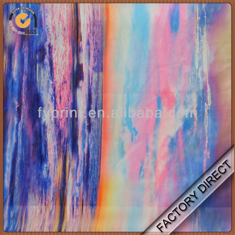 Factory direct popular digital printed gradient color chiffon fabric