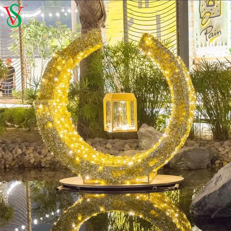 Indoor outdoor shopping mall ramadan festival led decoration 3d star string motif light