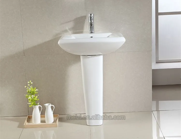 Solid surface rectangular bathroom pedestal sink