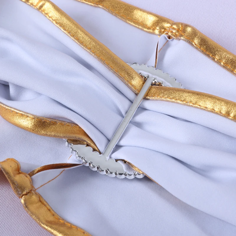 
YRYIE Wedding Bronzing Strech Gold Spandex Metallic Chair Covers Band With Buckle Slider Sashes Bow Decorations 