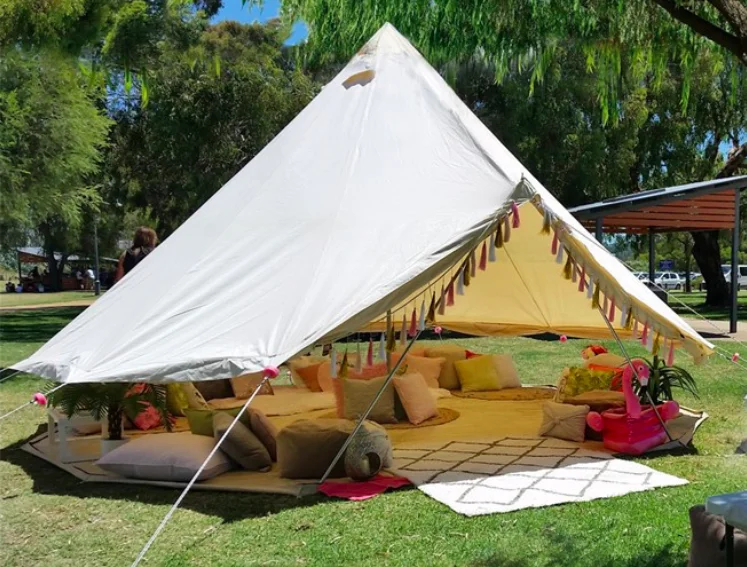 
3M 4M 5M 6M 7m waterproof cotton canvas glamping bell tent with stove hole 