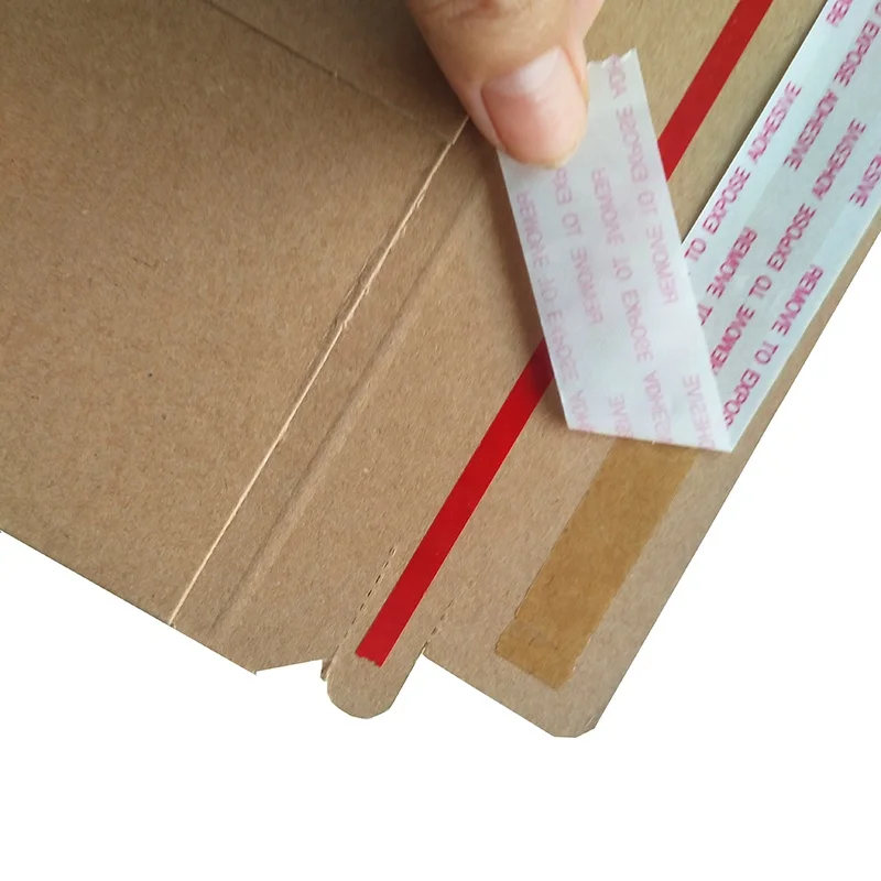 Custom  Logo Fully  Recycled White Cardboard Paper Envelope with Easy Tear Strip for Mailing