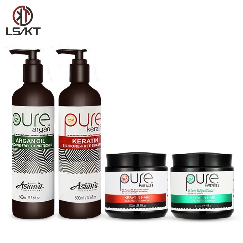PURE Natural Keratin Argan Oil Hair Shampoo and Conditioner  Mask Serum Private Labels  Hair Care Set Hair Beauty Product